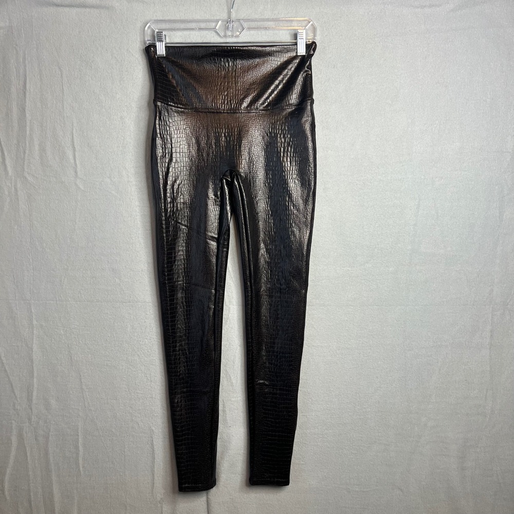 Spanx‎ Faux Leather Croc Shine Leggings Size L Slimming Tummy Smoothing NEW